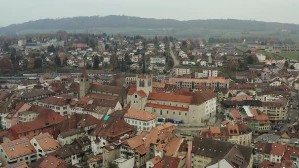 Top view of old town in Switzerland