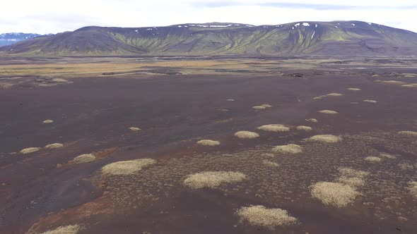 Flying Above a Huge Volcanic Plain in Iceland