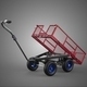 Red Electric Motorized Tipping Mesh Cart Utility Wagon Trolley 4 - 3DOcean Item for Sale