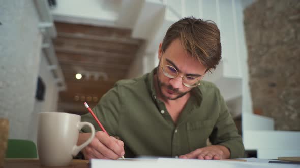 Architect working at desk in an office