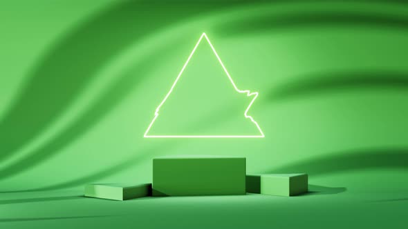 Green Triangle Podium Stage Product Presentation 3d Animation Loop Background