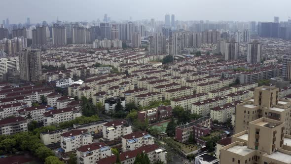 Pan shot of the resident building during the shanghai lockdown