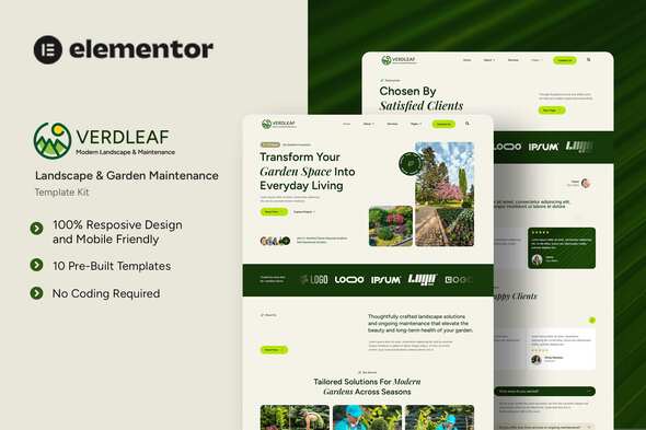 Verdleaf - Landscape & Garden Maintenance Elementor Tempate Kit