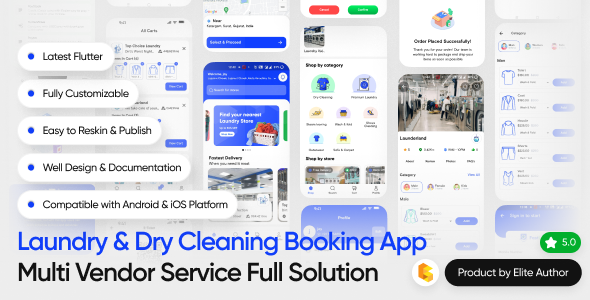 FastLaundry: Multi-Vendor Laundry Booking App - Dry Cleaning & Laundry Services Complete Solution
