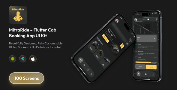 MitraRide - Flutter Taxi Booking UI Kit (User App + Driver App)