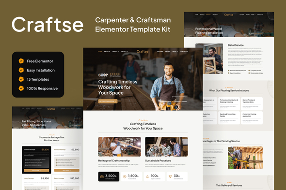 Craftse – Carpenter & Craftsman Elementor Template Kit