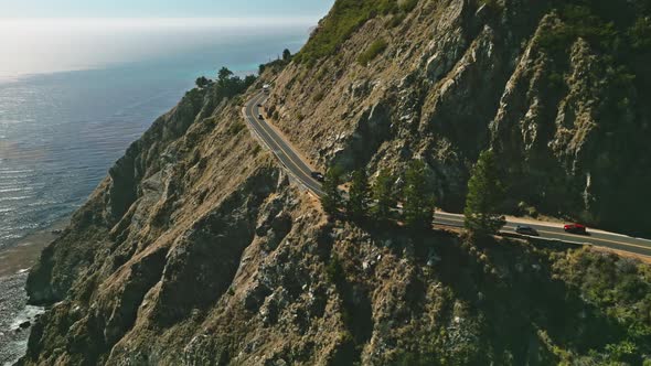 Top view of a coastline road at daytime