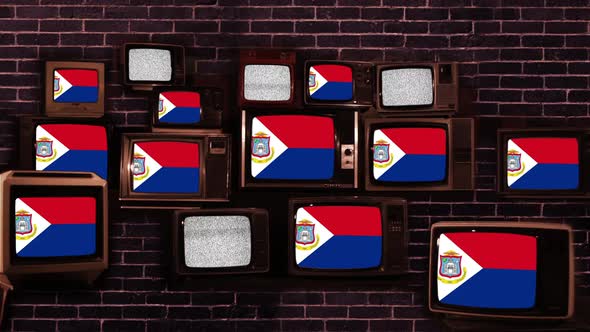 Flag of Sint Maarten and Vintage Televisions.