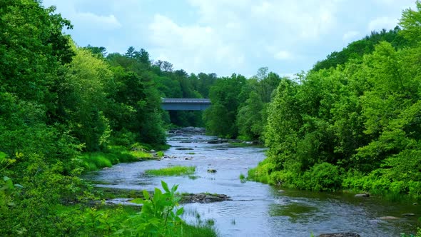 Highway over stream in Bangor Maine.