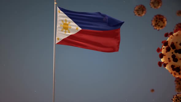 Philippines Flag With Corona Virus Attack 4K alt