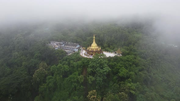 Aerial view of Bandarban temple, Chittagong province, Bangladesh.