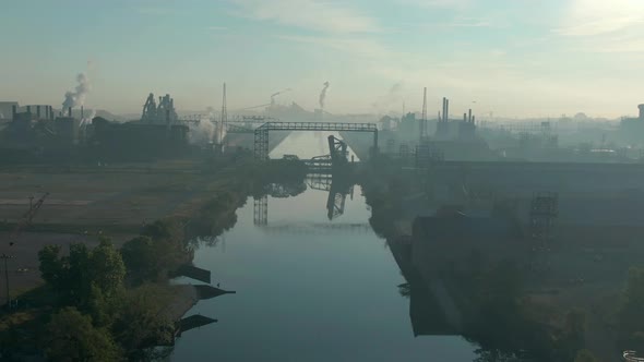 Indiana Ship Canal at Sunrise - 4k Aerial