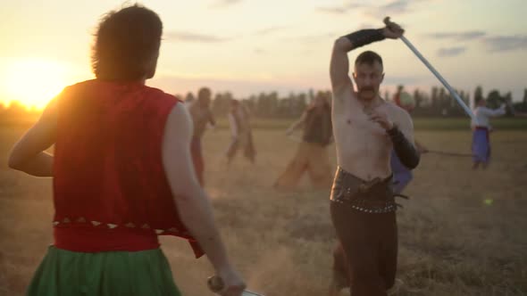 Battle of the Ukrainian Cossacks with the Turks on the Field at Sunset