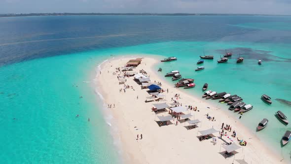 Drone View of Paradise Island in the Indian Ocean with Turquoise Water Zanzibar