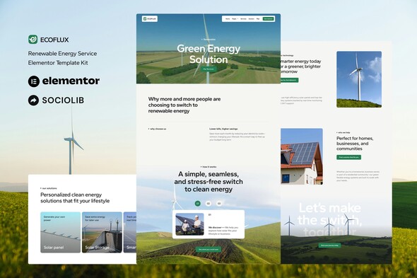 Ecoflux - Renewable Energy & Solar Panel Elementor Template Kit