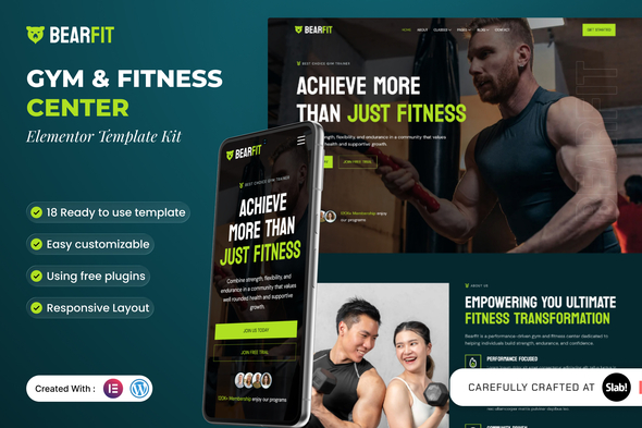 Bearfit - Gym & Fitness Center Elementor Template Kit