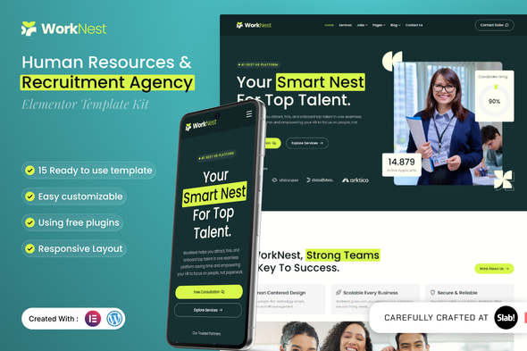 Worknest - Human Resources & Recruitment Agency Elementor Template Kit