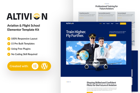 Altivion - Aviation & Flight School Elementor Template Kit