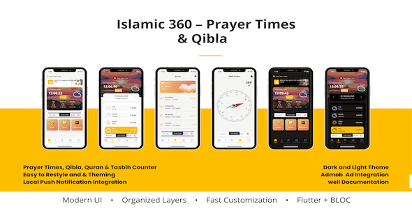 Islamic 360 – Quran, Prayer Times, Qibla Direction & Tasbih Counter Flutter App