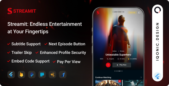 Streamit - OTT Live Video Streaming App Built with Flutter