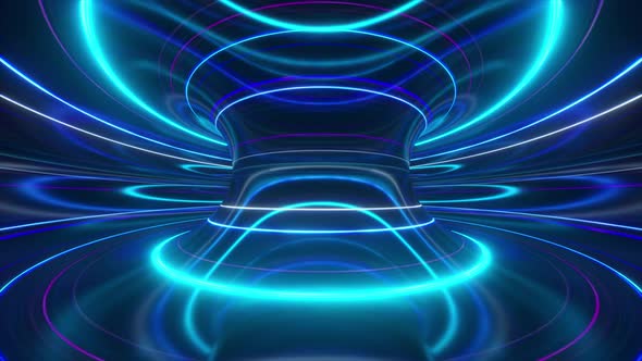 Abstract Futuristic Neon Background with Rotating Glowing Lines Speed of Light Ultraviolet Rays