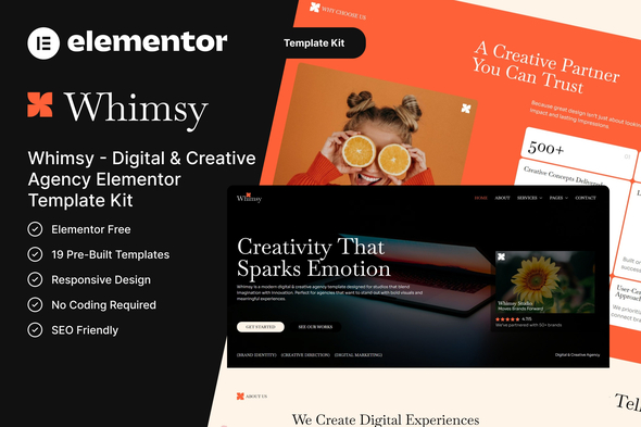 Whimsy - Digital & Creative Agency Elementor Template Kit