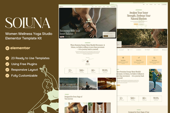 Soluna - Women Wellness Yoga Studio Elementor Template Kit