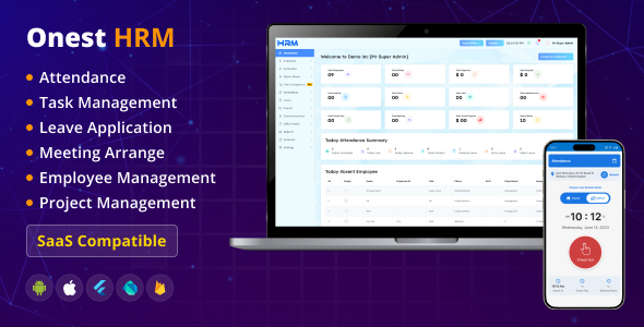 HRM Solution-Complete Web & App Bundle (SAAS Compatible) | Attendance, Staff Tracker, Payroll, Leave