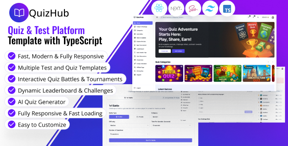 QuizHub – Quiz & Test Platform Next.js Template