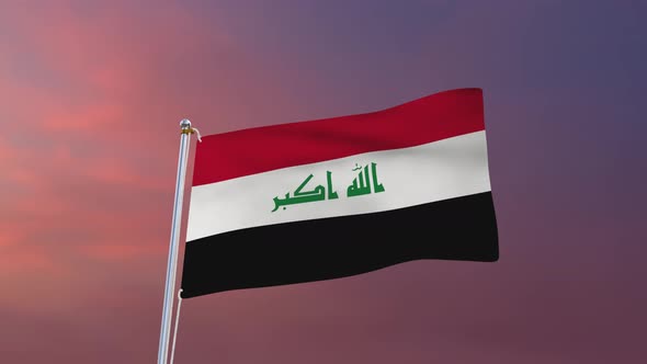 Flag Of Iraq Waving 4k