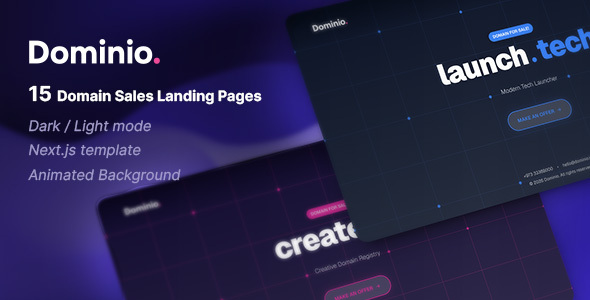 Dominio | Domain for Sales Landing Page NextJs Template