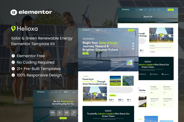 Helioxa - Solar & Green Renewable Energy Elementor Template Kit