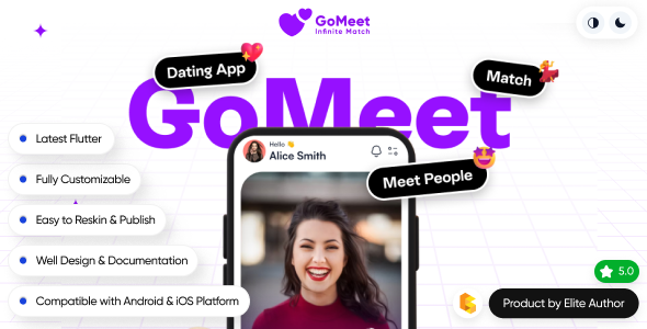 GoMeet - Complete Social Dating Mobile App | Online Dating | Match, Chat & Video Dating | Dating App
