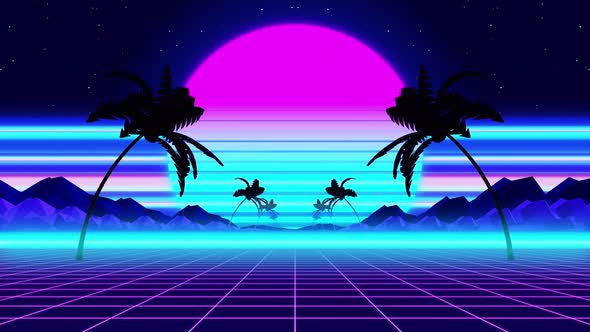 Landscape Retro 80s style