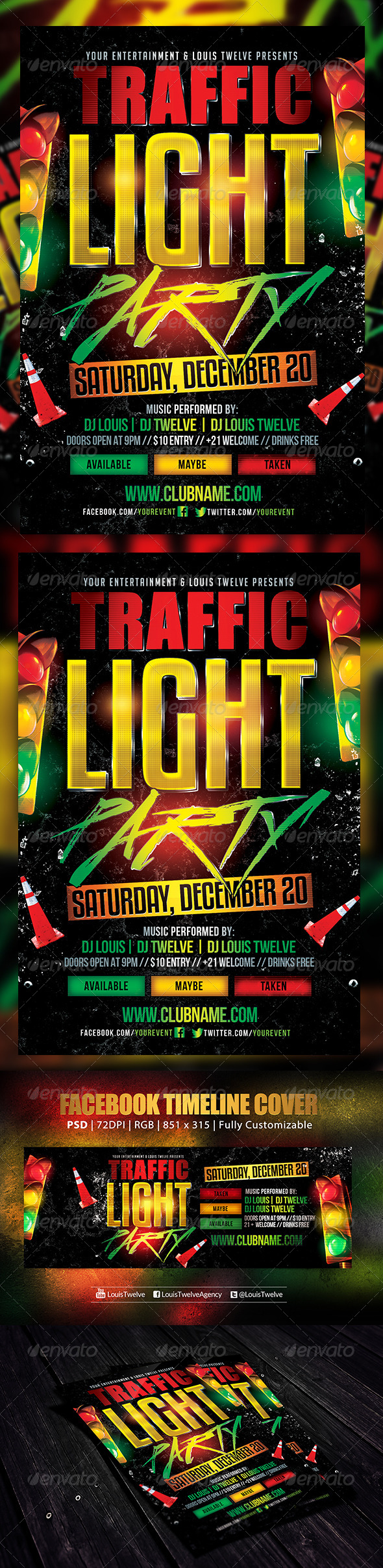 Traffic Light Party 2 | Flyer + FB Cover