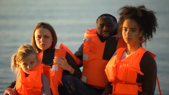 Portrait of Refugee Family Saved During Shipwreck at Illegal Border Crossing