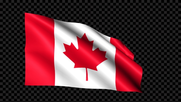 Canada Flag Blowing In The Wind