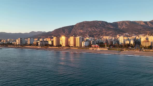 View of the city of Alanya aerial view 4 K