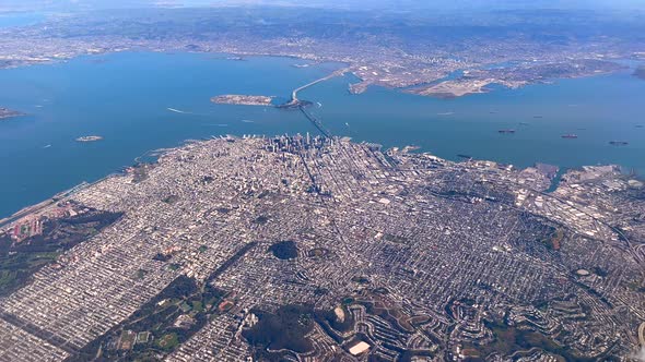 Aerial View Of San Francisco And The Bay Area In California, USA At Daytime.