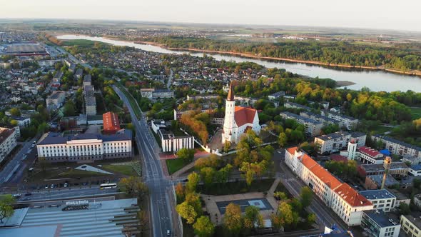 Fly Over Scenic Sun City Siauliai In Lithuania