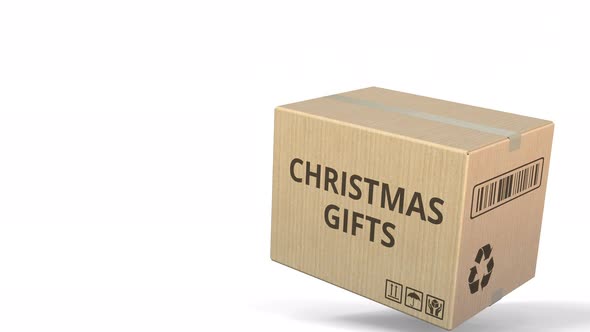 Falling Box with CHRISTMAS GIFTS Text alt