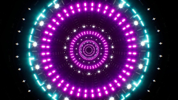 Abstract Blinking Cyan Light Purple Led Tunnel Loop 4K