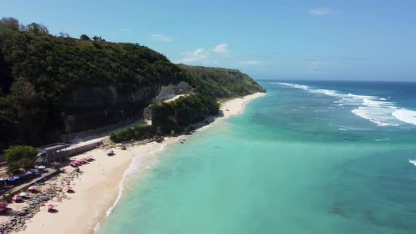 Fly Along Uluwatu Beach Aerial View