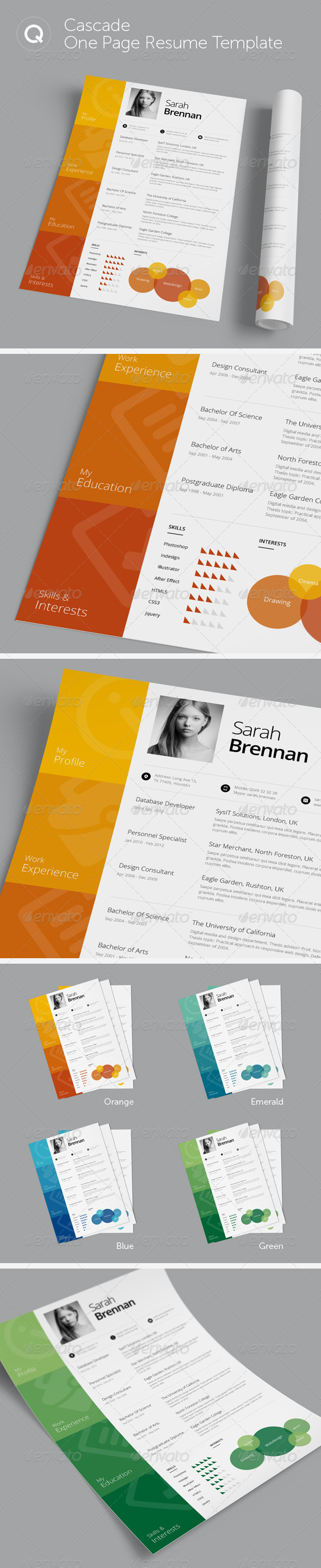 Cascade One Page Resume Template