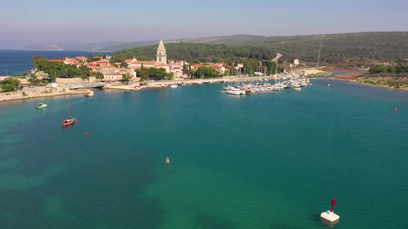 Aerial view of Osor cityscape at Cres island, Croatia.