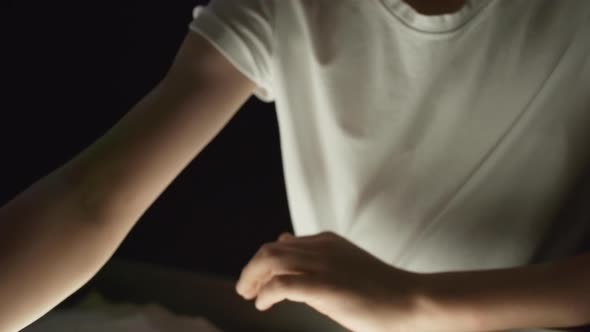 Cute Kid Making Sand Drawing alt