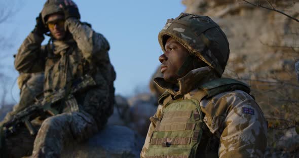 African American Soldier Lost in Thought alt