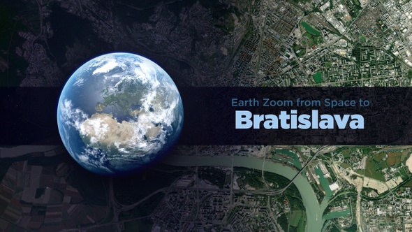 Bratislava (Slovakia) Earth Zoom to the City from Space