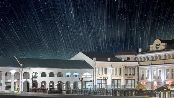 Night Stars Timelapse Milky Way Old European Center of City