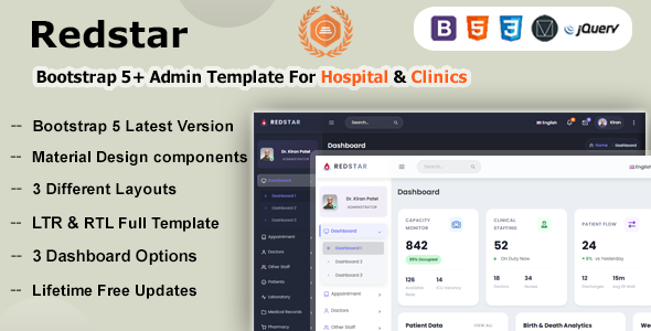RedStar - Bootstrap 5 Material Admin Dashboard Template For Hospital & Clinics